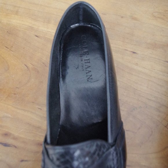 Men\'s New Cole Haan Italian Made Black Leather Tassel Woven Loafers 11.5D Men main image 4
